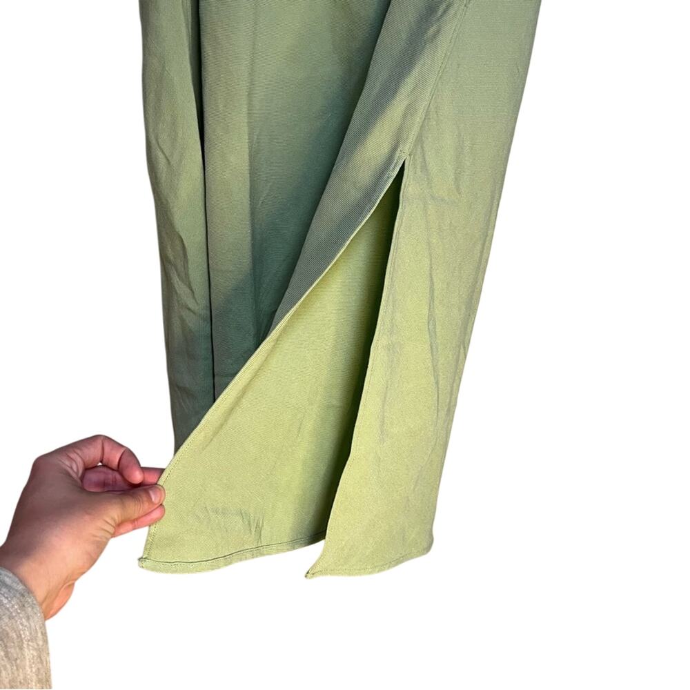 Madewell Light Green Layton Midi Slip Skirt SZ 6 NWT Linen Twee Modest Twill - Picture 5 of 12